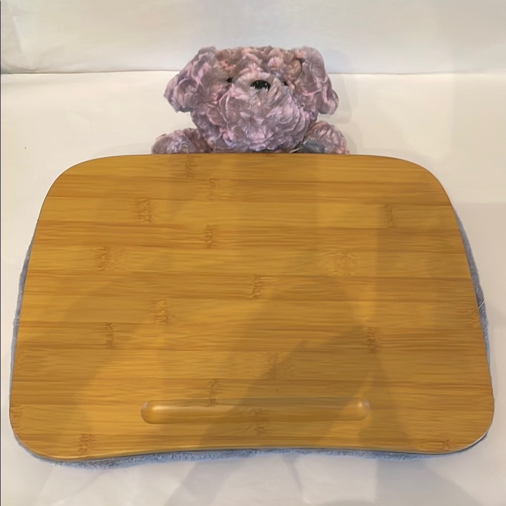 Adorable Pink and Gray Plush Puppy portable lap desk kids